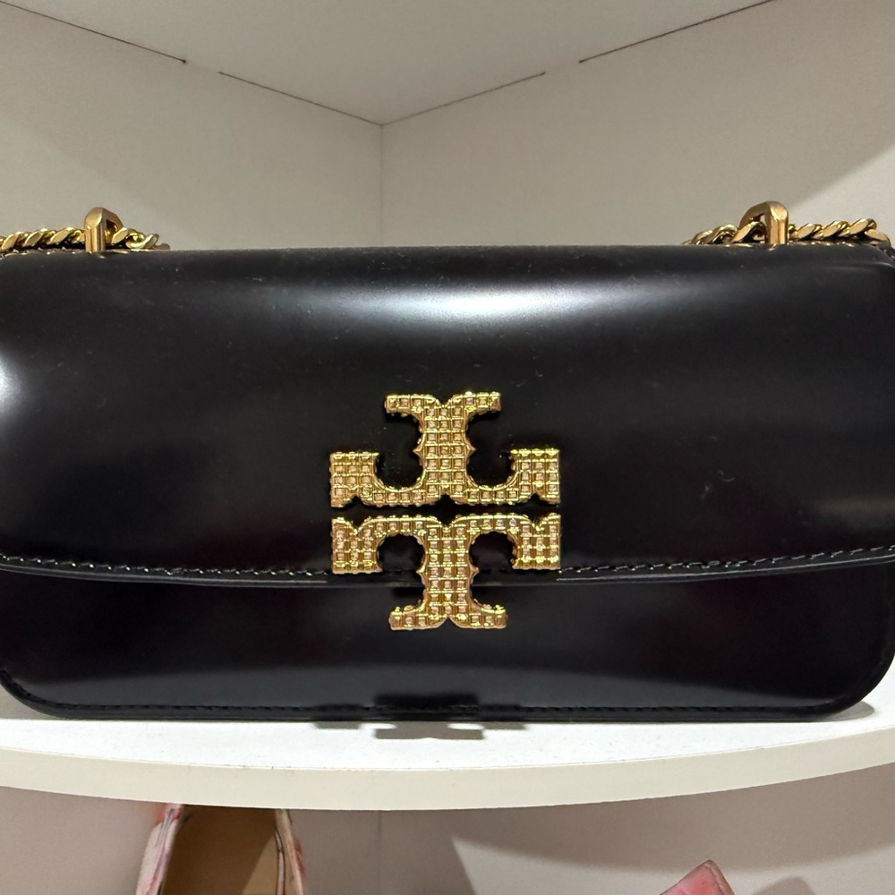 Tory Burch Black and Gold Shoulder Bag